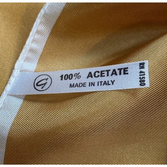 100% Acetate Square Scarf by Beeline Made In Italy Mod Tan Cream Gold 30" Square - Picture 3 of 7